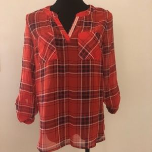 StitchFix Red Plaid blouse size S